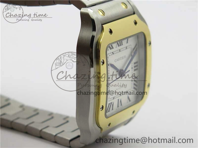 Santos de Cartier 35mm 2018 SS YG RXW 1:1 Best Edition White Dial on SS YG SmartLinks Bracelet MIYOTA ZeroBulk 6101