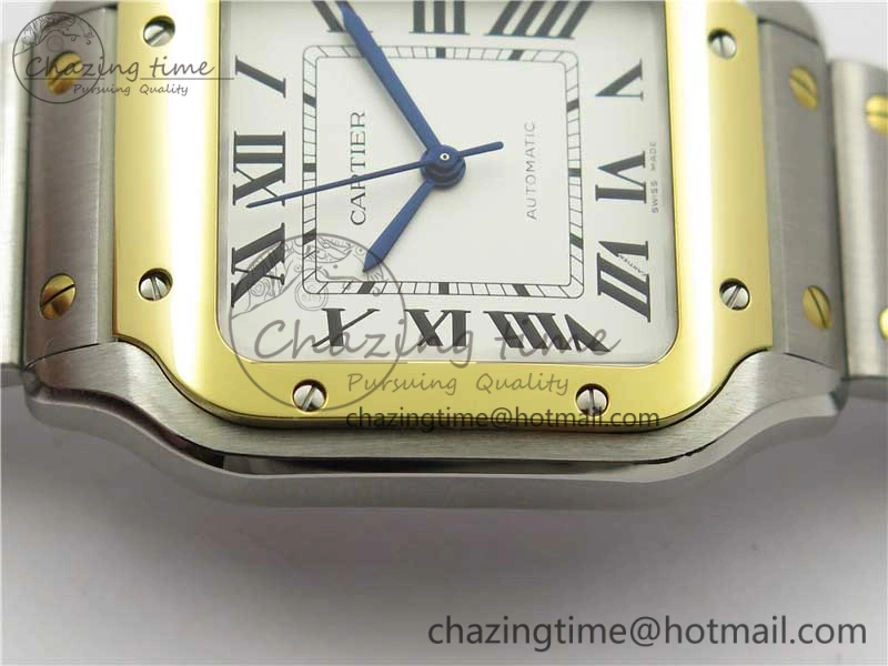 Santos de Cartier 35mm 2018 SS YG RXW 1:1 Best Edition White Dial on SS YG SmartLinks Bracelet MIYOTA ZeroBulk 6101