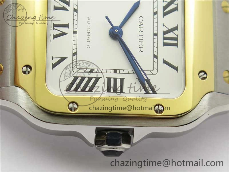 Santos de Cartier 35mm 2018 SS YG RXW 1:1 Best Edition White Dial on SS YG SmartLinks Bracelet MIYOTA ZeroBulk 6101