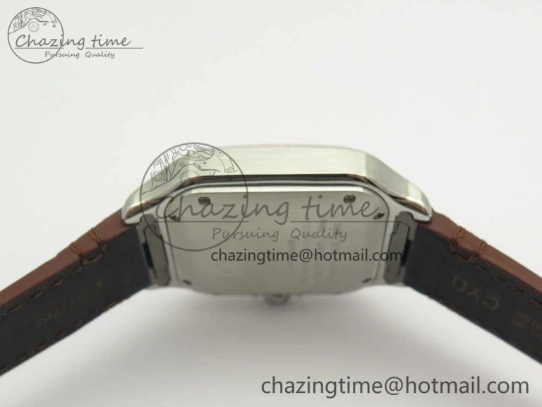 Santos de Cartier 35mm 2018 V6F 1:1 Best Edition White Dial RG Bezel on DeepBrown Leather Strap MIYOTA EasyMatch 10621