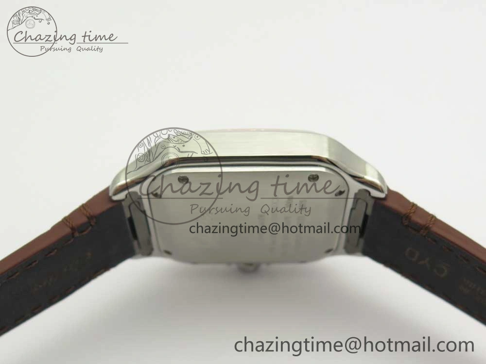 Santos de Cartier 35mm 2018 V6F 1:1 Best Edition White Dial RG Bezel on DeepBrown Leather Strap MIYOTA EasyMatch 10621