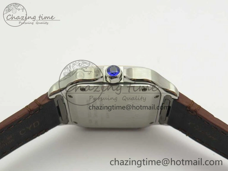 Santos de Cartier 35mm 2018 V6F 1:1 Best Edition White Dial RG Bezel on DeepBrown Leather Strap MIYOTA EasyMatch 10621
