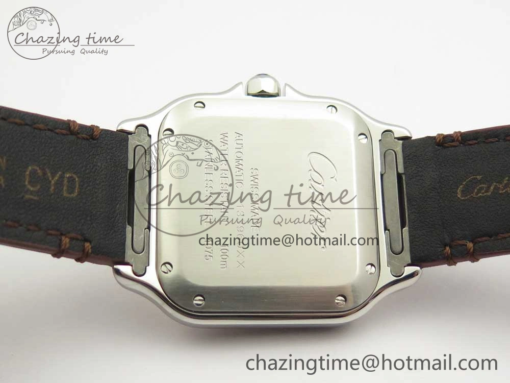 Santos de Cartier 35mm 2018 V6F 1:1 Best Edition White Dial RG Bezel on DeepBrown Leather Strap MIYOTA EasyMatch 10621