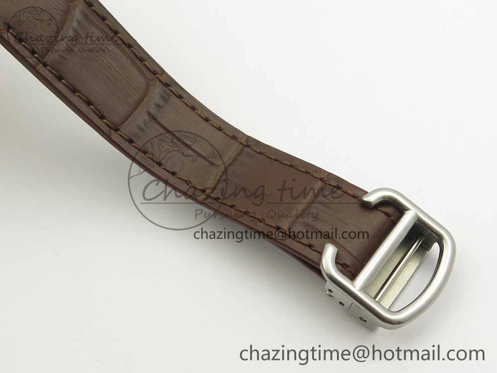 Santos de Cartier 35mm 2018 V6F 1:1 Best Edition White Dial RG Bezel on DeepBrown Leather Strap MIYOTA EasyMatch 10621