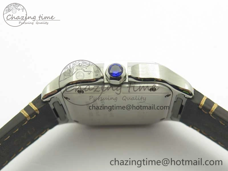 Bold Santos de Cartier 35mm 2018 V6F 1:1 Best Edition White Dial on Brown Leather Strap MIYOTA 6187