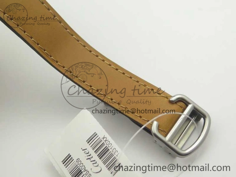 Bold Santos de Cartier 35mm 2018 V6F 1:1 Best Edition White Dial on Brown Leather Strap MIYOTA 6187