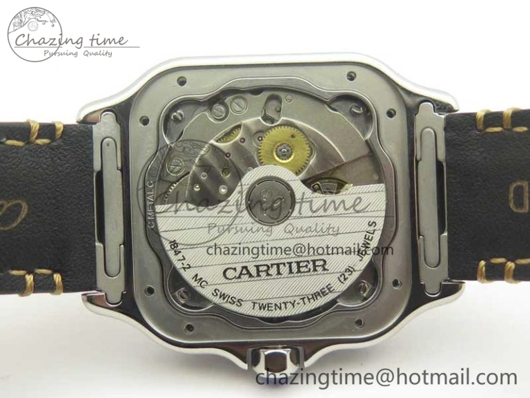Bold Santos de Cartier 35mm 2018 V6F 1:1 Best Edition White Dial on Brown Leather Strap MIYOTA 6187