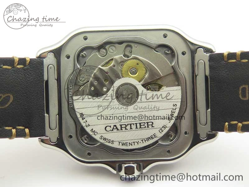 Bold Santos de Cartier 35mm 2018 V6F 1:1 Best Edition White Dial on Brown Leather Strap MIYOTA 6187