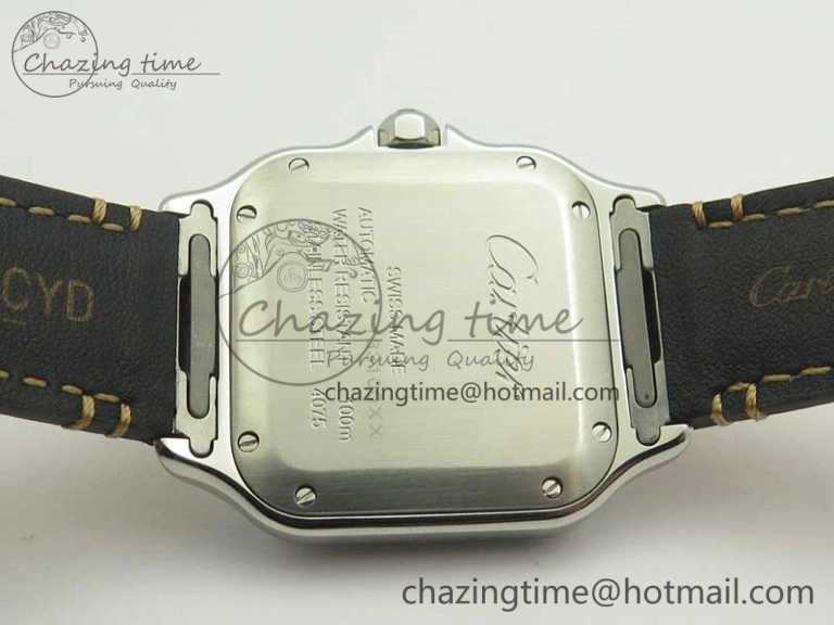Bold Santos de Cartier 35mm 2018 V6F 1:1 Best Edition White Dial on Brown Leather Strap MIYOTA 6187
