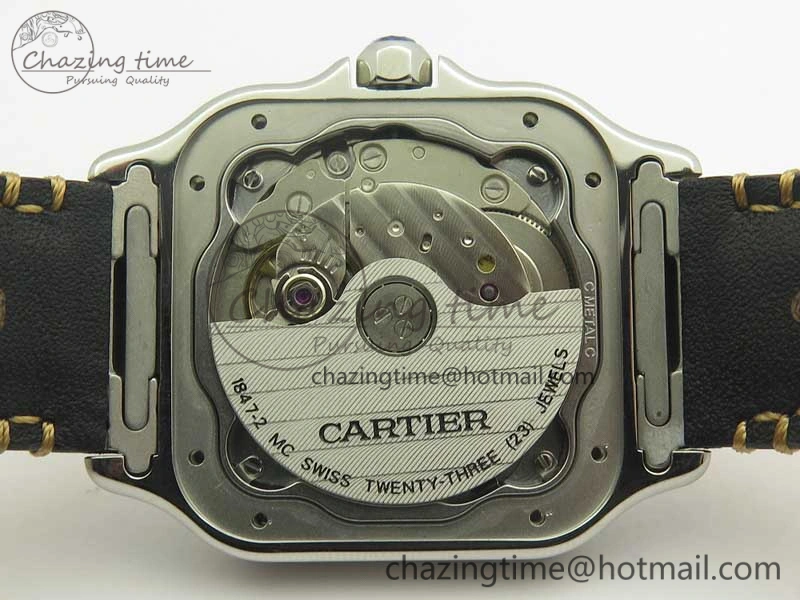Bold Santos de Cartier 35mm 2018 V6F 1:1 Best Edition White Dial on Brown Leather Strap MIYOTA 6187