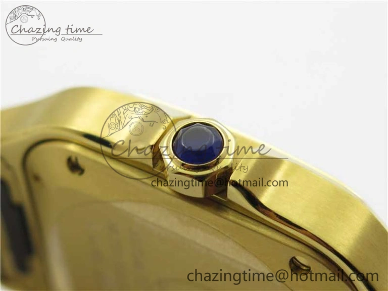 Santos de Cartier 35mm 2018 YG Diamonds Bezel RXW 1:1 Best Edition White Dial on SmartLinks YG Bracelet MIYOTA Efficient 10485
