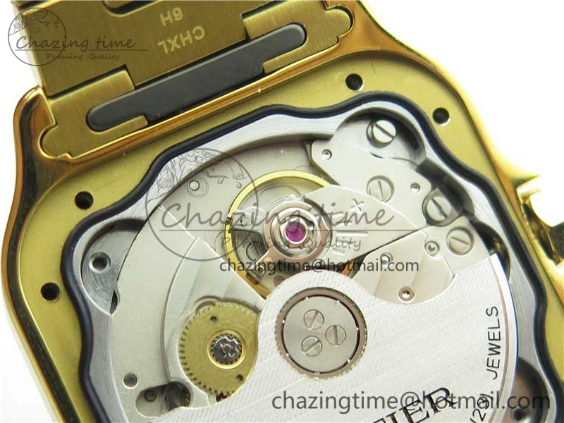 Santos de Cartier 35mm 2018 YG Diamonds Bezel RXW 1:1 Best Edition White Dial on SmartLinks YG Bracelet MIYOTA Efficient 10485