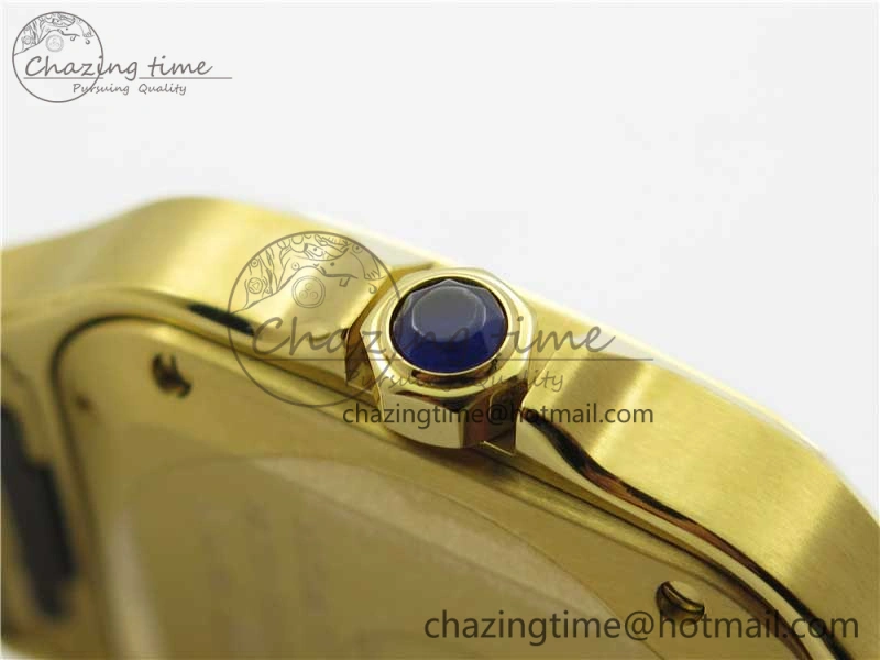 Stretchable Santos de Cartier 35mm 2018 YG RXW 1:1 Best Edition White Dial on SmartLinks YG Bracelet MIYOTA 10488