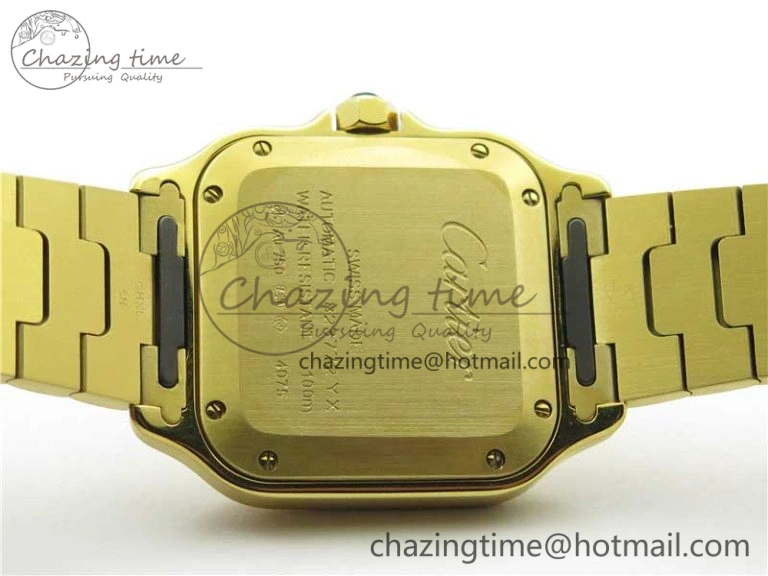 Stretchable Santos de Cartier 35mm 2018 YG RXW 1:1 Best Edition White Dial on SmartLinks YG Bracelet MIYOTA 10488
