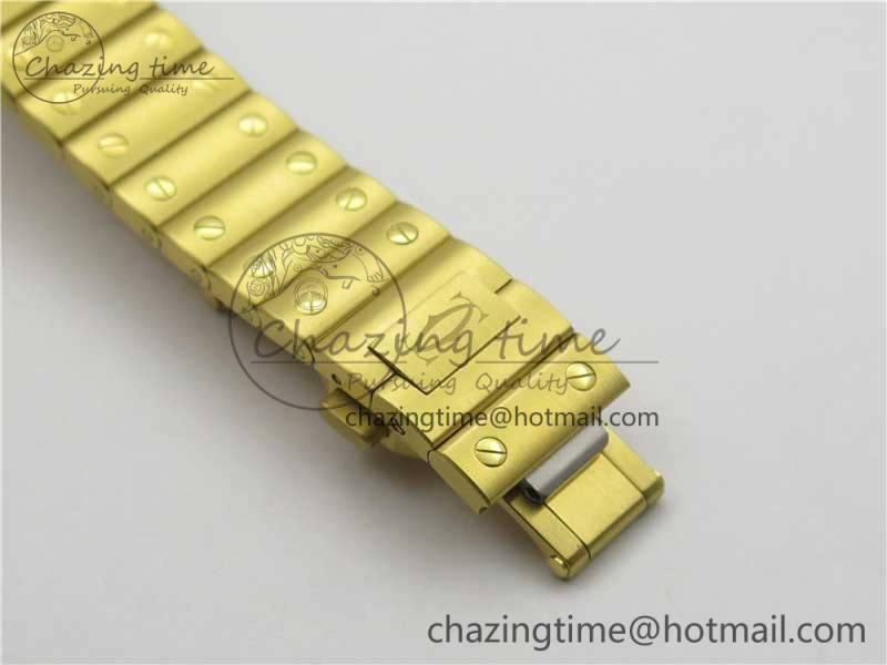 Stretchable Santos de Cartier 35mm 2018 YG RXW 1:1 Best Edition White Dial on SmartLinks YG Bracelet MIYOTA 10488