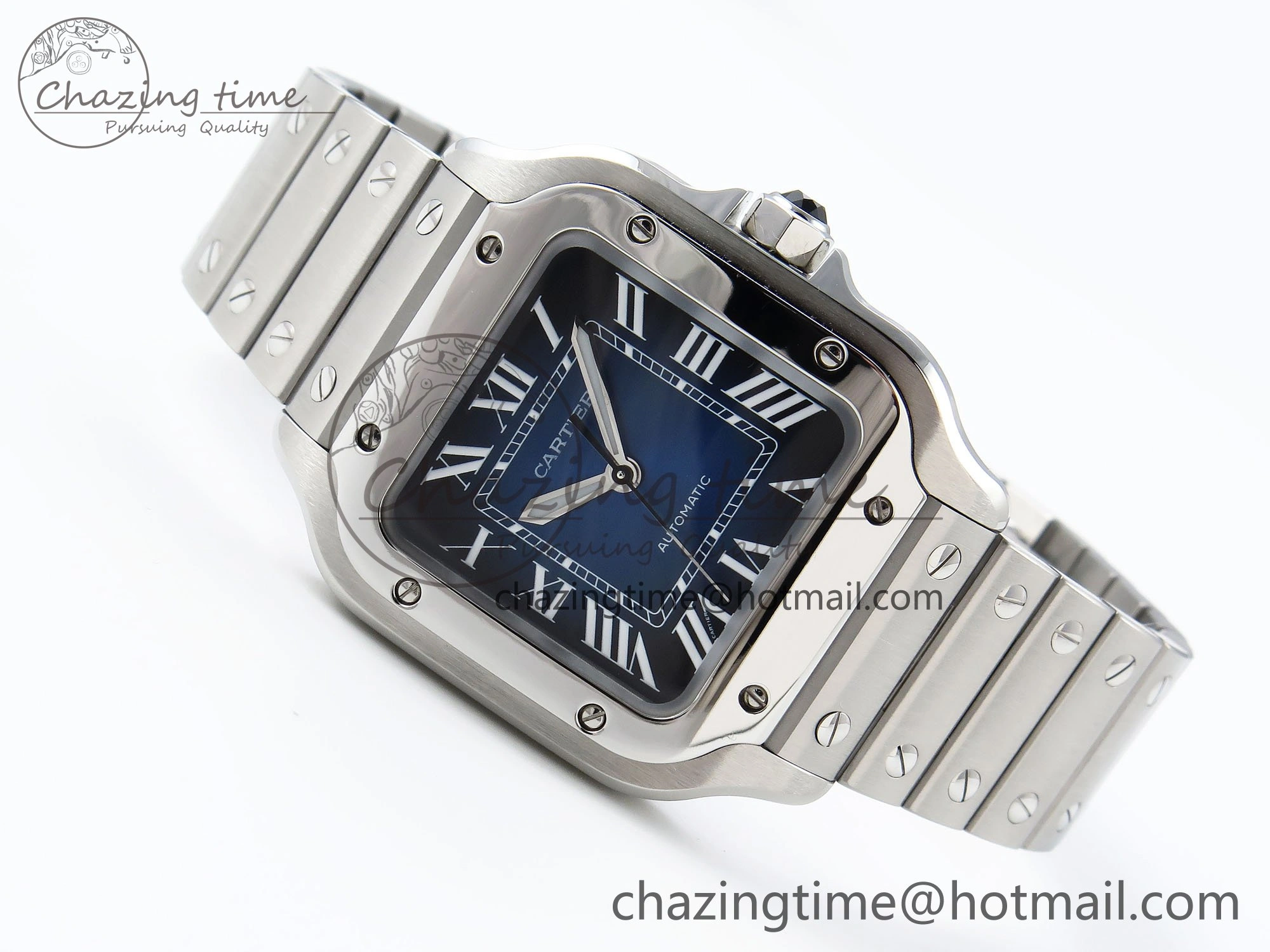 Popular Santos de Cartier 35mm BVF 1:1 Best Edition Blue Dial on SS SmartLinks Bracelet MIYOTA 6048