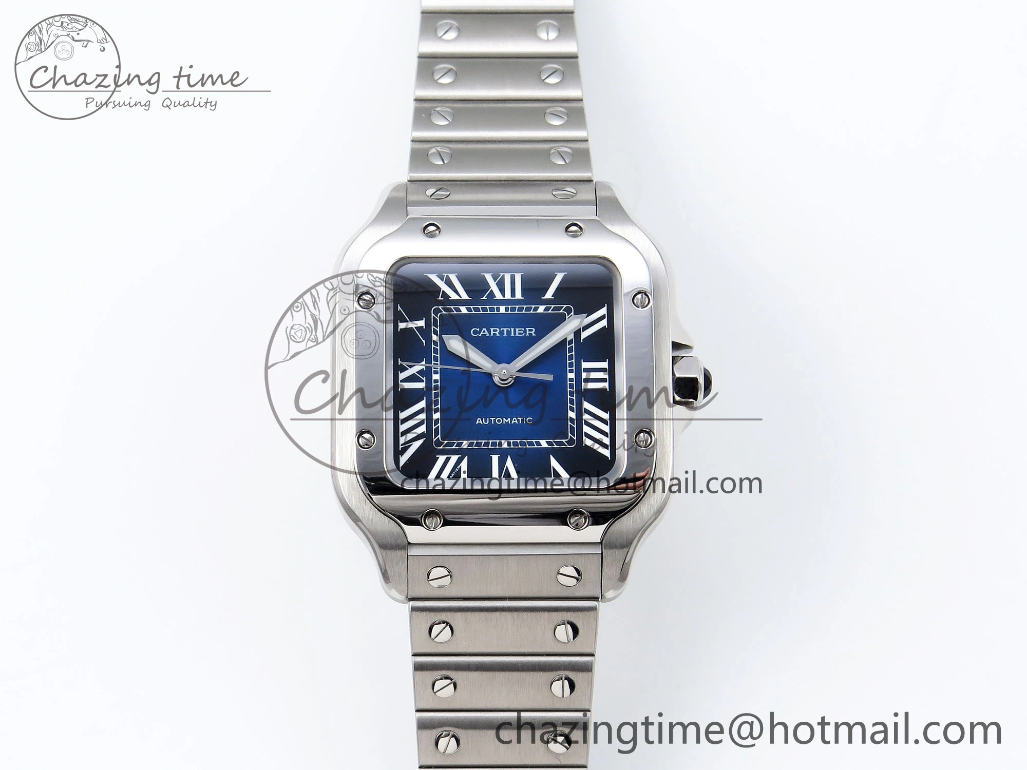 Popular Santos de Cartier 35mm BVF 1:1 Best Edition Blue Dial on SS SmartLinks Bracelet MIYOTA 6048