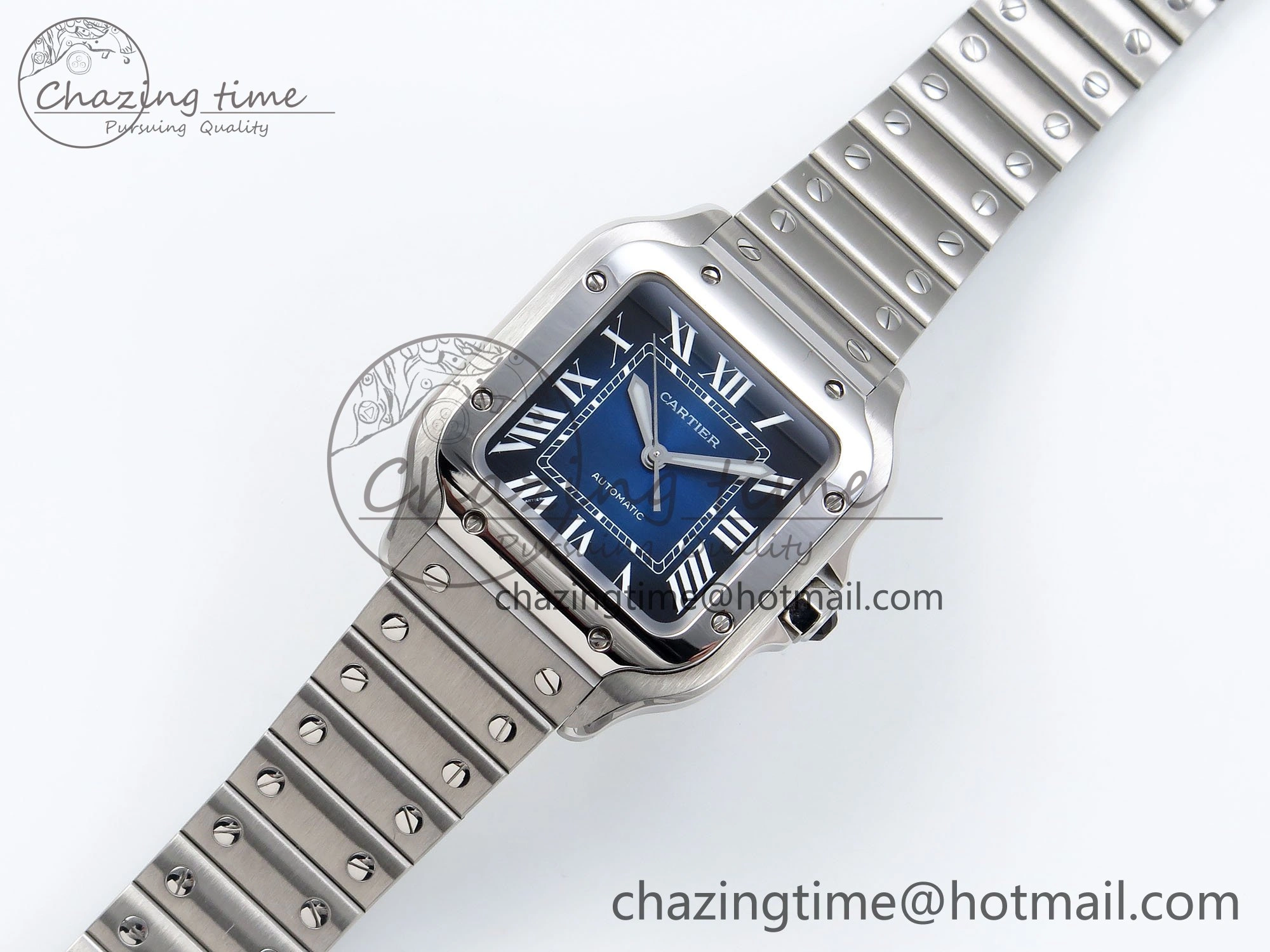 Popular Santos de Cartier 35mm BVF 1:1 Best Edition Blue Dial on SS SmartLinks Bracelet MIYOTA 6048