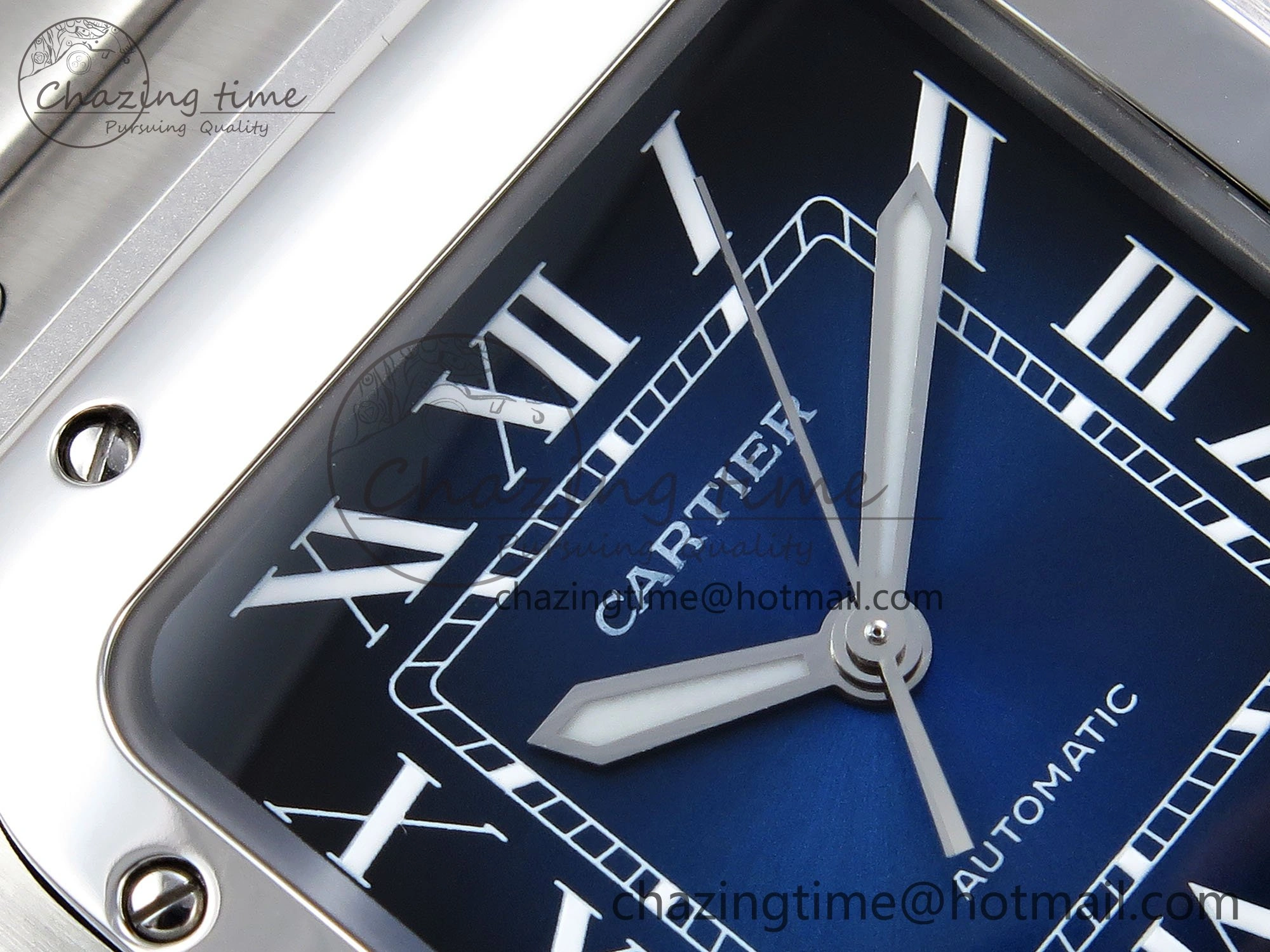 Popular Santos de Cartier 35mm BVF 1:1 Best Edition Blue Dial on SS SmartLinks Bracelet MIYOTA 6048