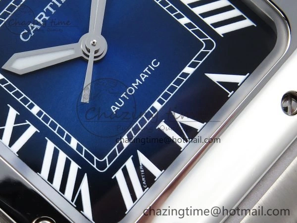 Popular Santos de Cartier 35mm BVF 1:1 Best Edition Blue Dial on SS SmartLinks Bracelet MIYOTA 6048
