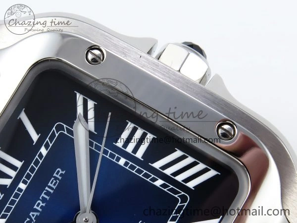 Popular Santos de Cartier 35mm BVF 1:1 Best Edition Blue Dial on SS SmartLinks Bracelet MIYOTA 6048