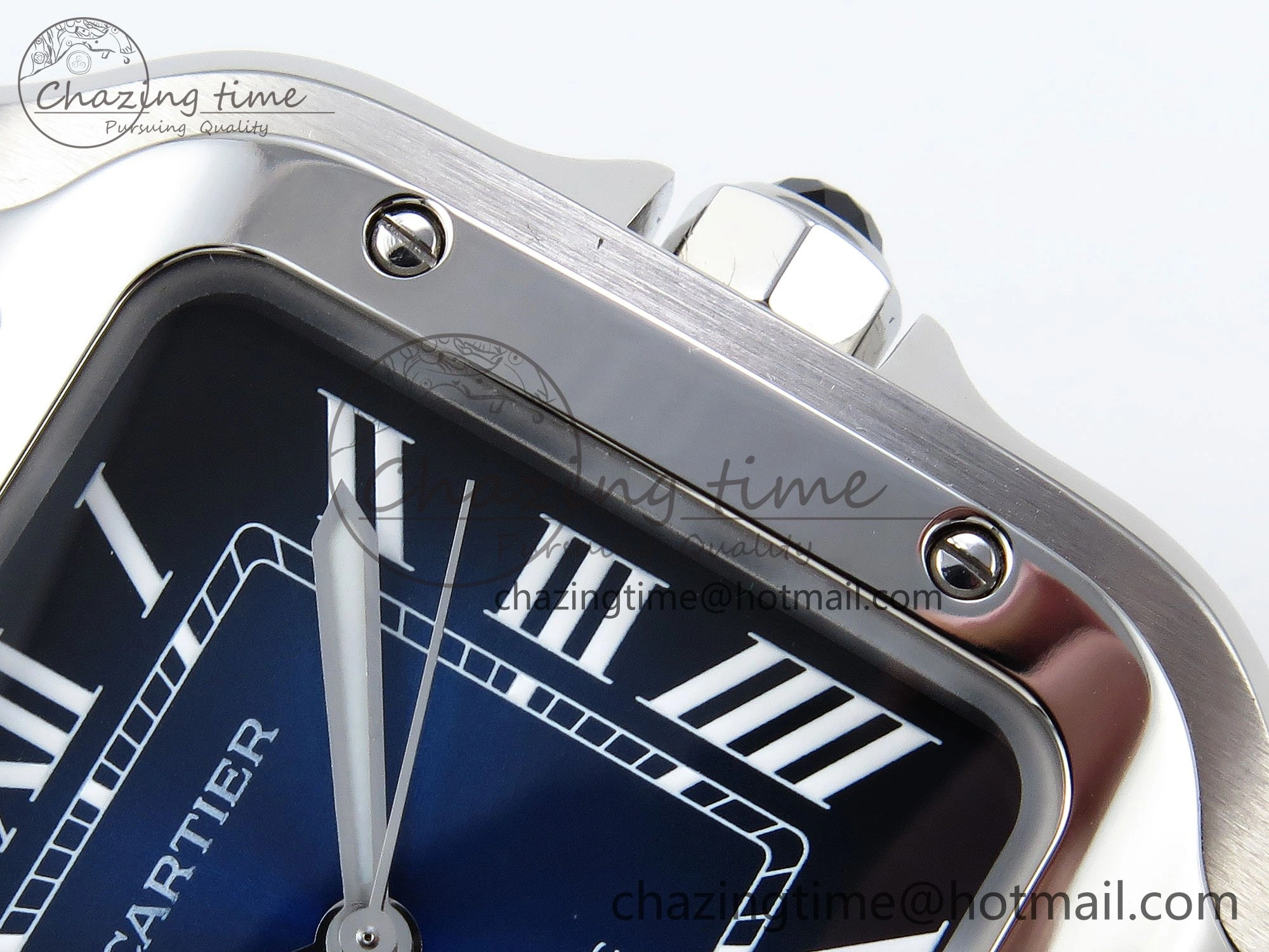 Popular Santos de Cartier 35mm BVF 1:1 Best Edition Blue Dial on SS SmartLinks Bracelet MIYOTA 6048