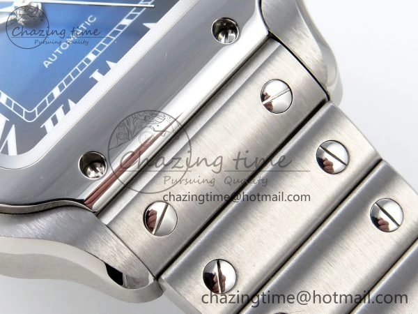 Popular Santos de Cartier 35mm BVF 1:1 Best Edition Blue Dial on SS SmartLinks Bracelet MIYOTA 6048
