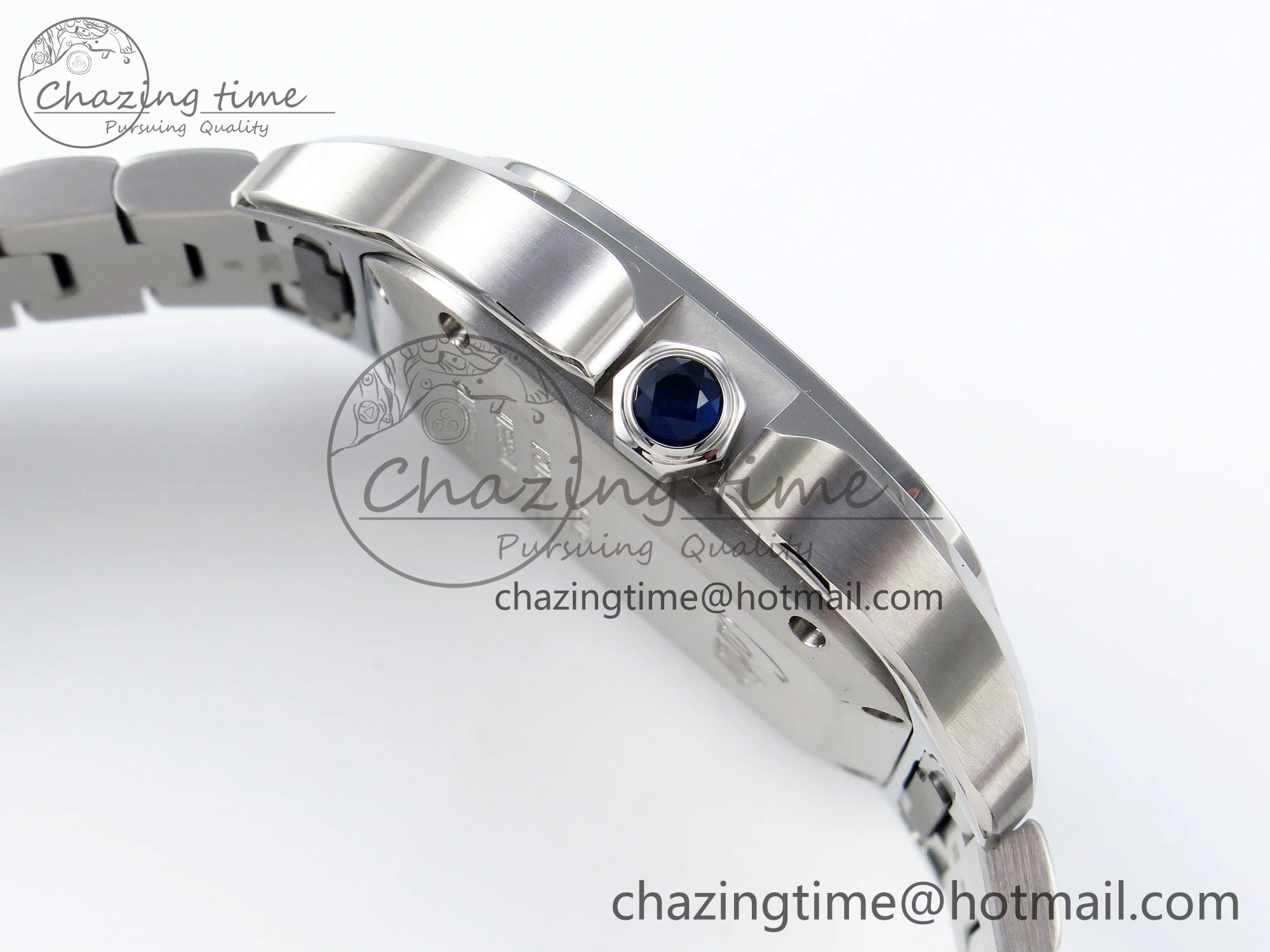 Popular Santos de Cartier 35mm BVF 1:1 Best Edition Blue Dial on SS SmartLinks Bracelet MIYOTA 6048