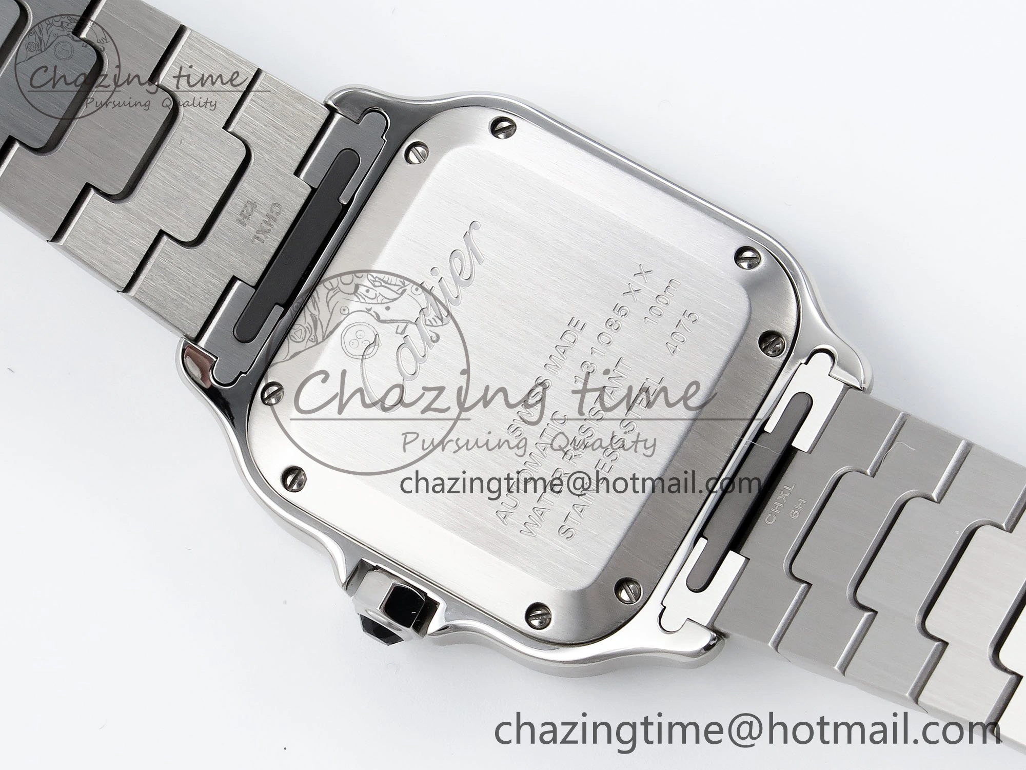 Popular Santos de Cartier 35mm BVF 1:1 Best Edition Blue Dial on SS SmartLinks Bracelet MIYOTA 6048