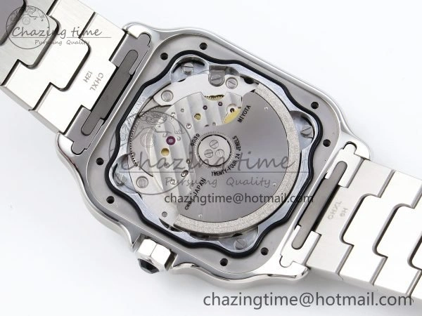 Popular Santos de Cartier 35mm BVF 1:1 Best Edition Blue Dial on SS SmartLinks Bracelet MIYOTA 6048