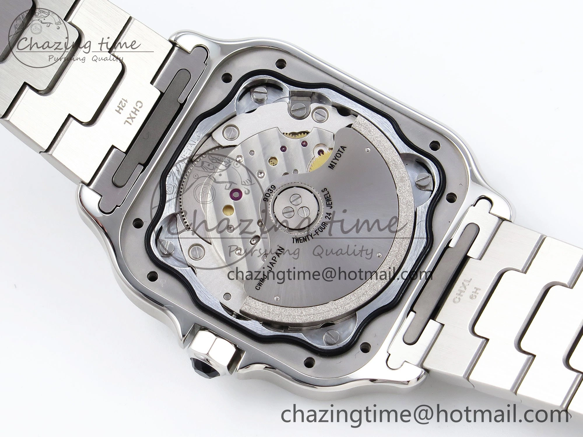 Popular Santos de Cartier 35mm BVF 1:1 Best Edition Blue Dial on SS SmartLinks Bracelet MIYOTA 6048