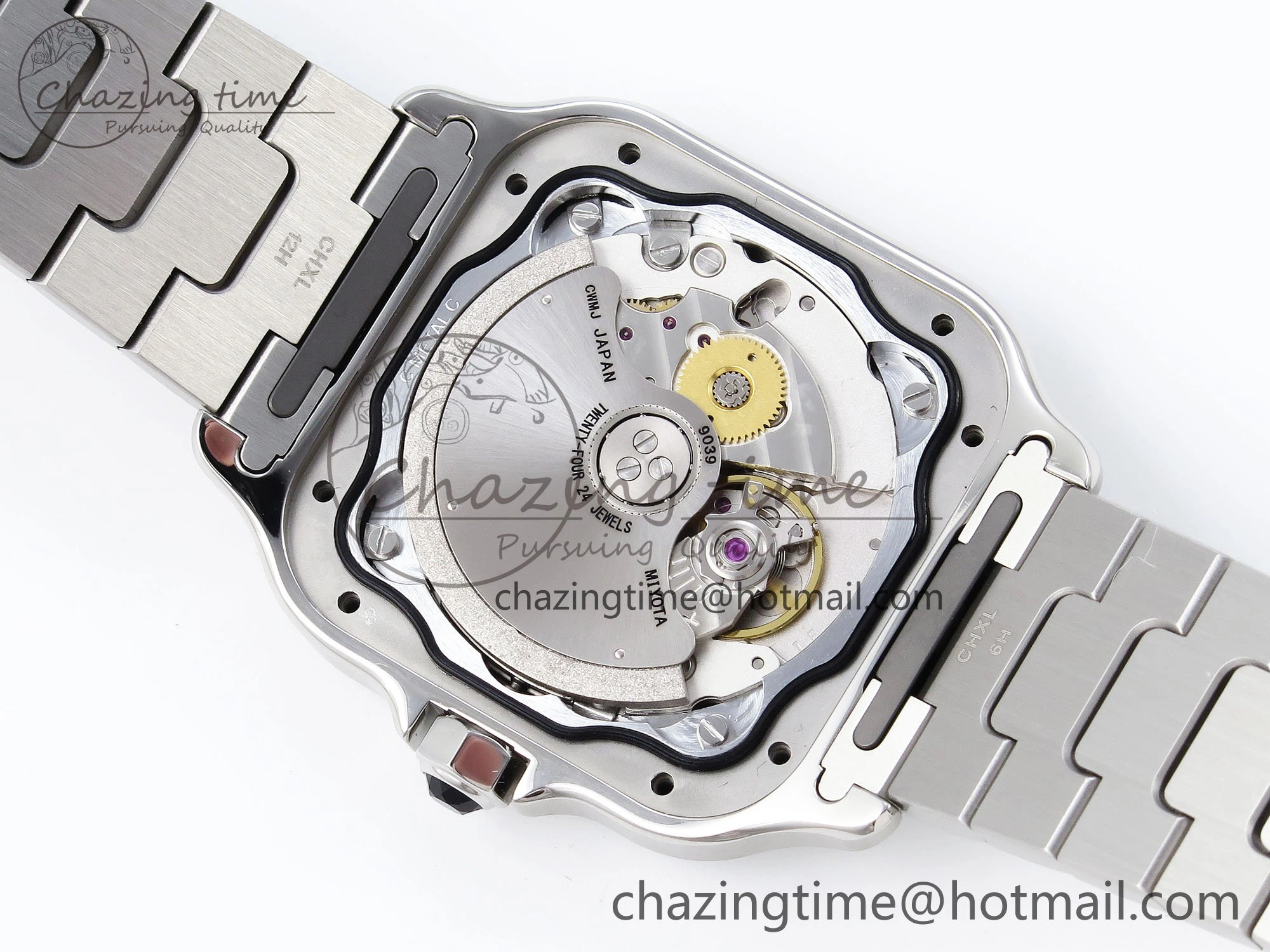 Modern Santos de Cartier 35mm BVF 1:1 Best Edition Green Dial on SS SmartLinks Bracelet MIYOTA 6046