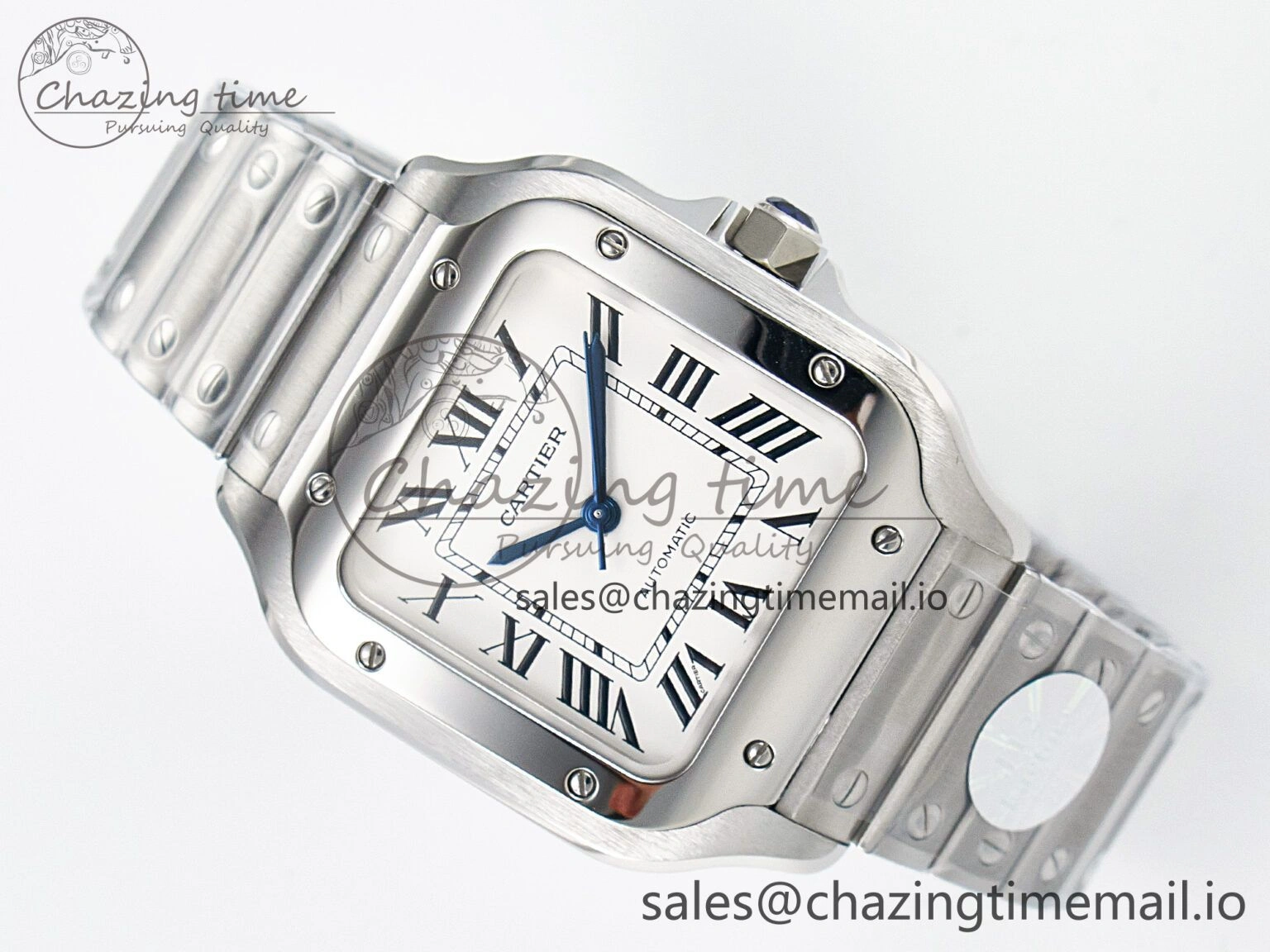 Santos de Cartier 35mm J12F 1:1 Best Edition White Dial on SS SmartLinks Bracelet MIYOTA Trendy 5845