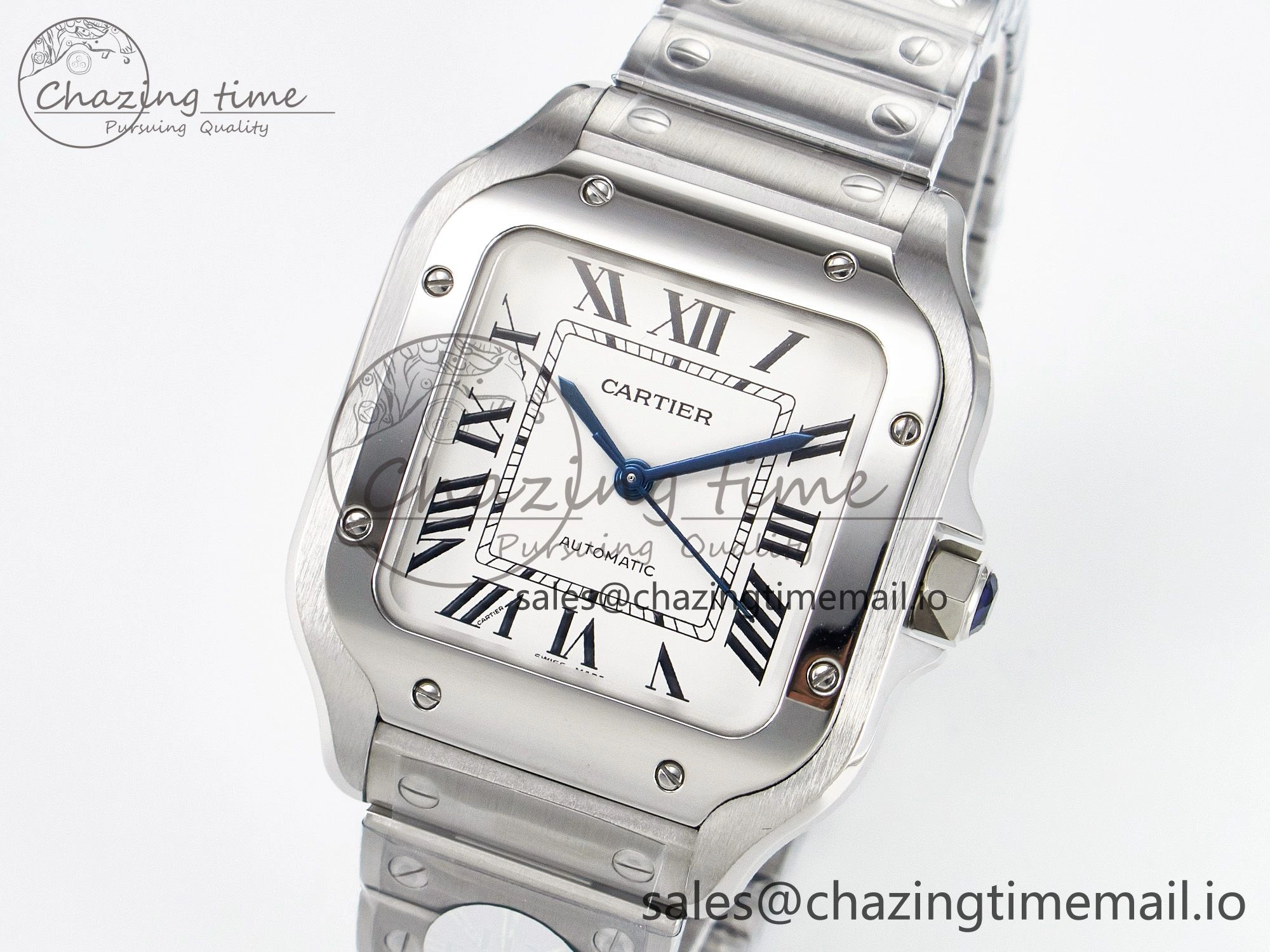 Santos de Cartier 35mm J12F 1:1 Best Edition White Dial on SS SmartLinks Bracelet MIYOTA Trendy 5845