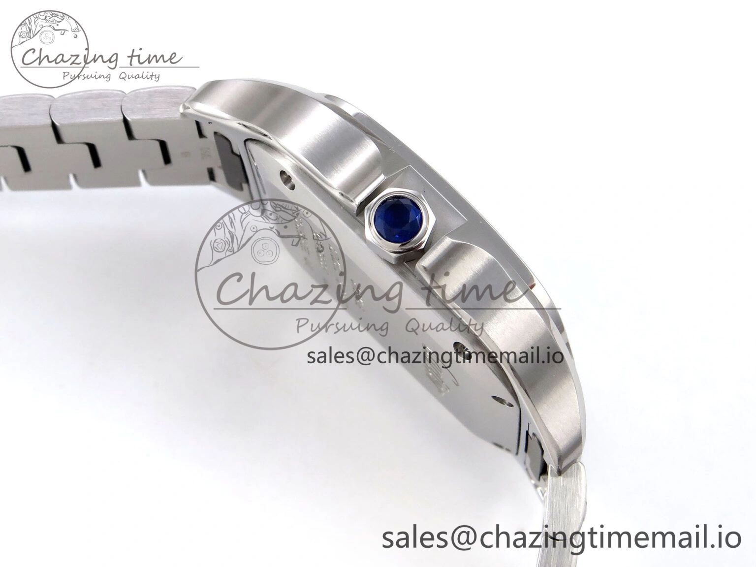 ModernLook Santos de Cartier 35mm SS AF 1:1 Best Edition Blue Dial on SS SmartLinks Bracelet MIYOTA 5882
