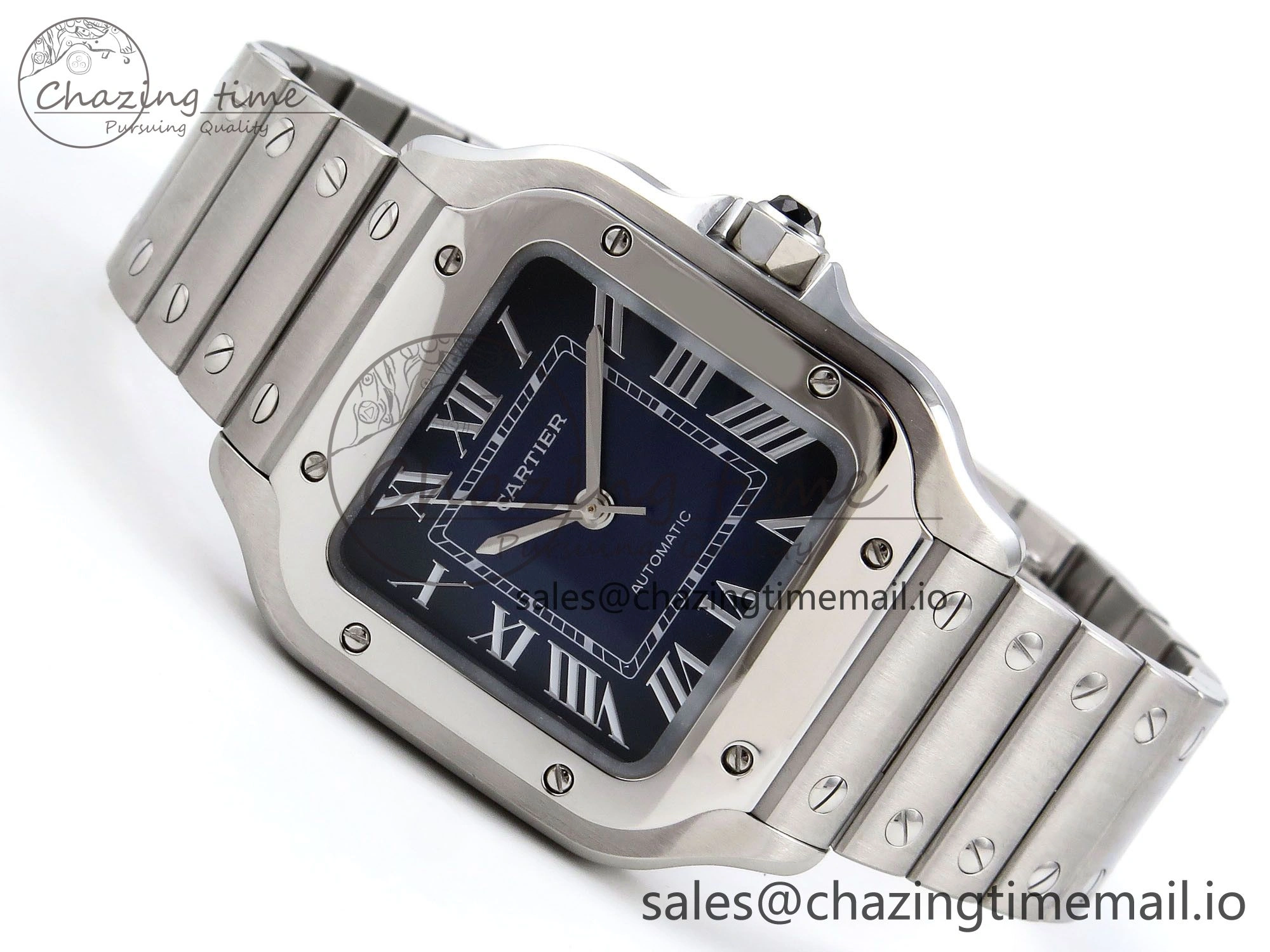 ModernLook Santos de Cartier 35mm SS AF 1:1 Best Edition Blue Dial on SS SmartLinks Bracelet MIYOTA 5882