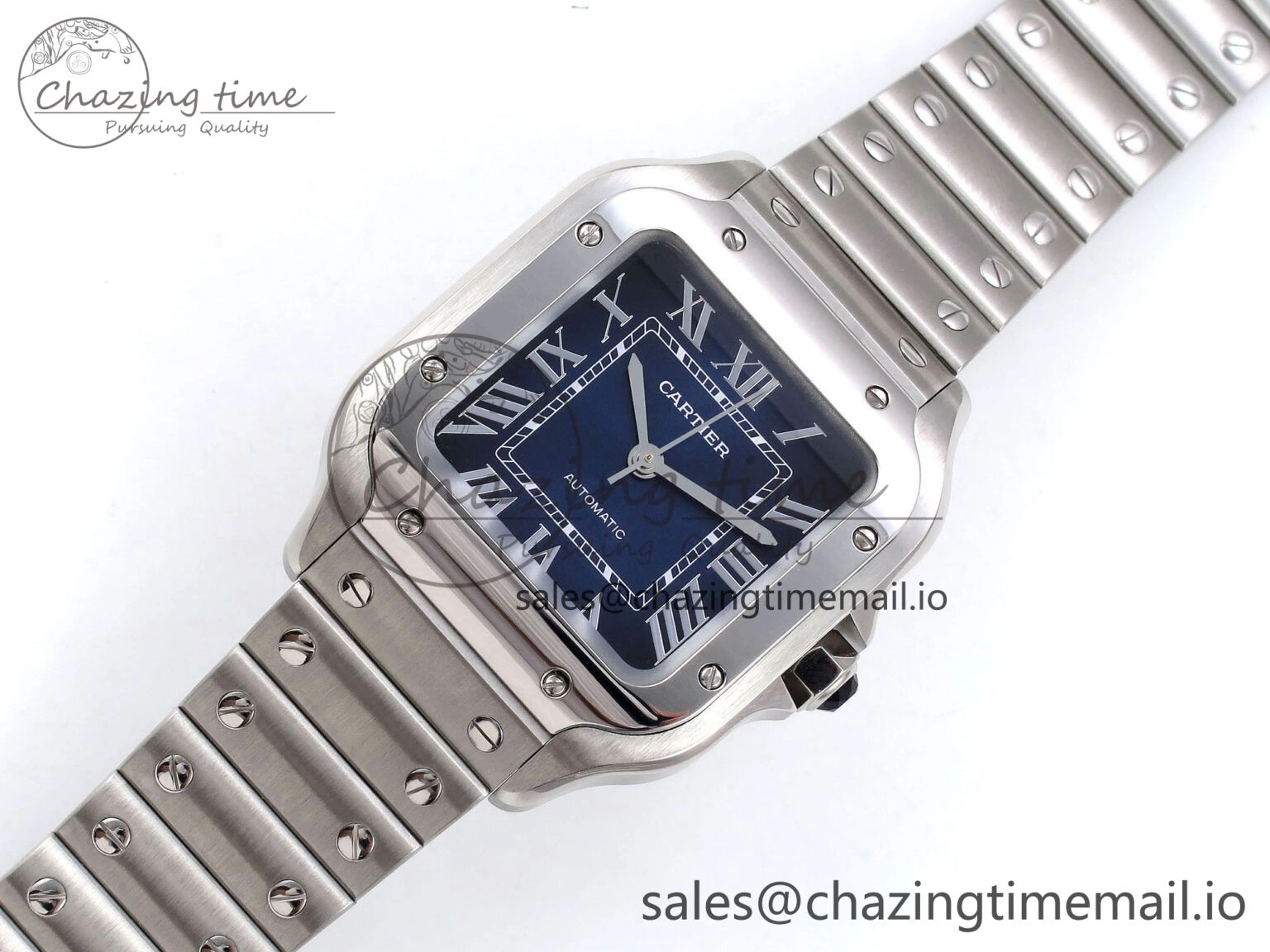 ModernLook Santos de Cartier 35mm SS AF 1:1 Best Edition Blue Dial on SS SmartLinks Bracelet MIYOTA 5882