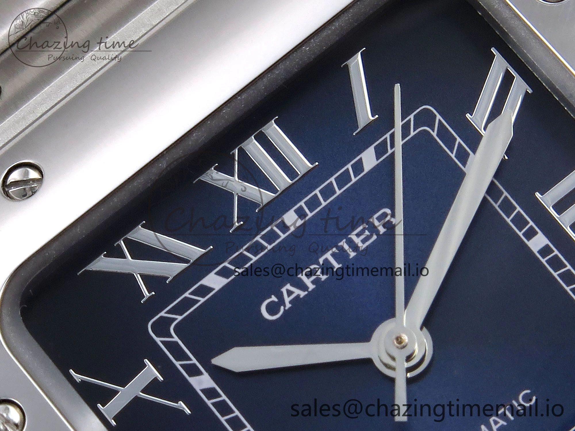 ModernLook Santos de Cartier 35mm SS AF 1:1 Best Edition Blue Dial on SS SmartLinks Bracelet MIYOTA 5882