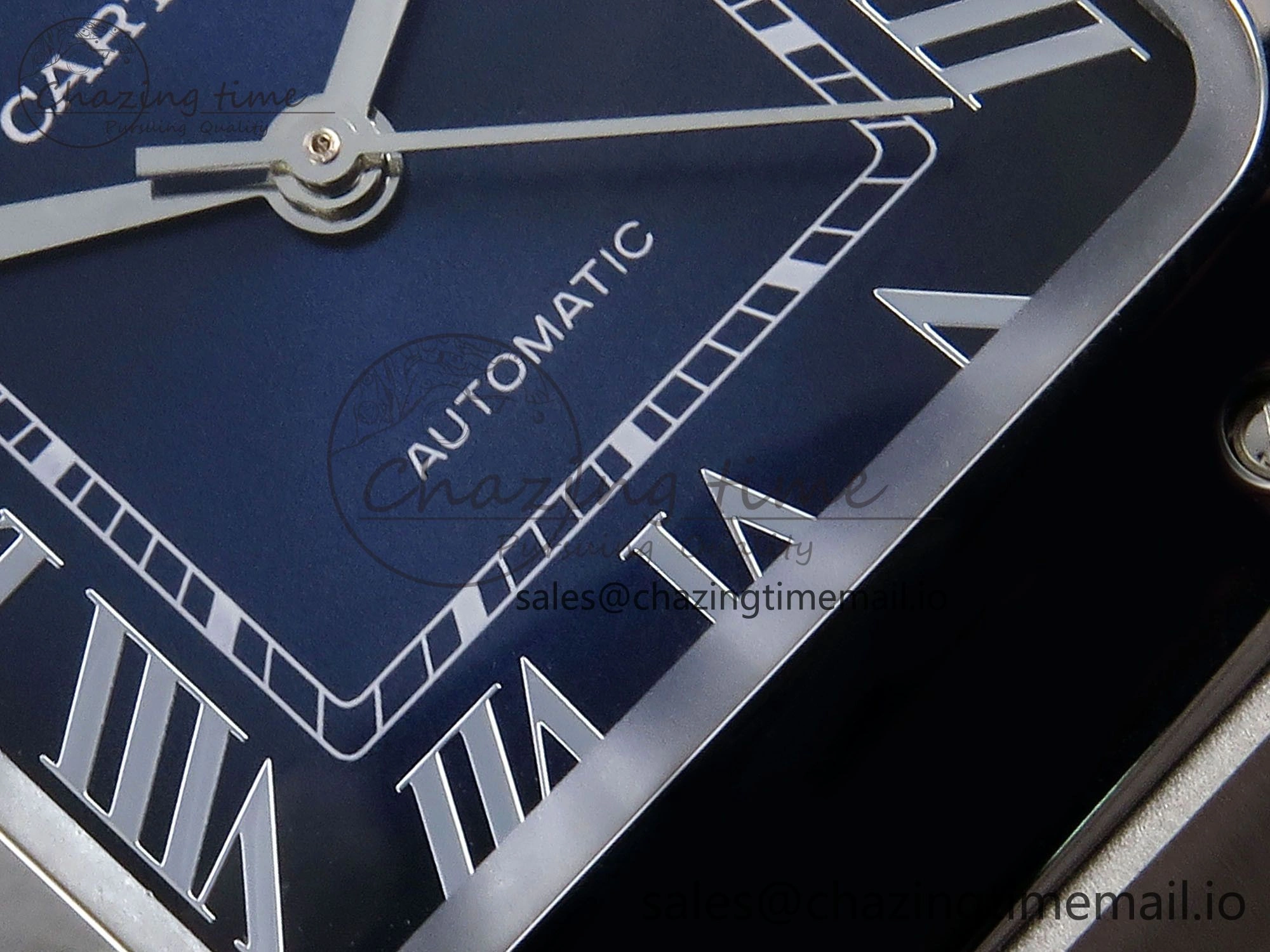 ModernLook Santos de Cartier 35mm SS AF 1:1 Best Edition Blue Dial on SS SmartLinks Bracelet MIYOTA 5882
