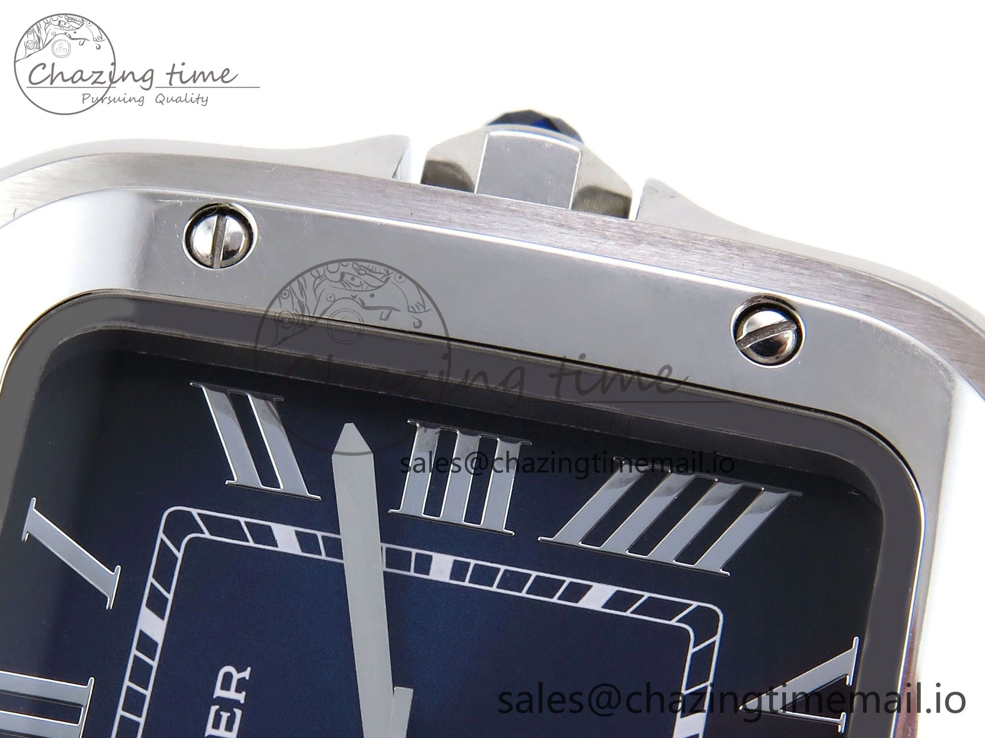 ModernLook Santos de Cartier 35mm SS AF 1:1 Best Edition Blue Dial on SS SmartLinks Bracelet MIYOTA 5882
