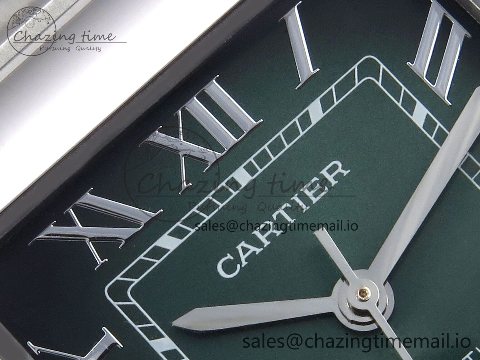 Santos de Cartier 35mm SS AF 1:1 Best Edition Green Dial on SS SmartLinks Bracelet MIYOTA Durable 5885