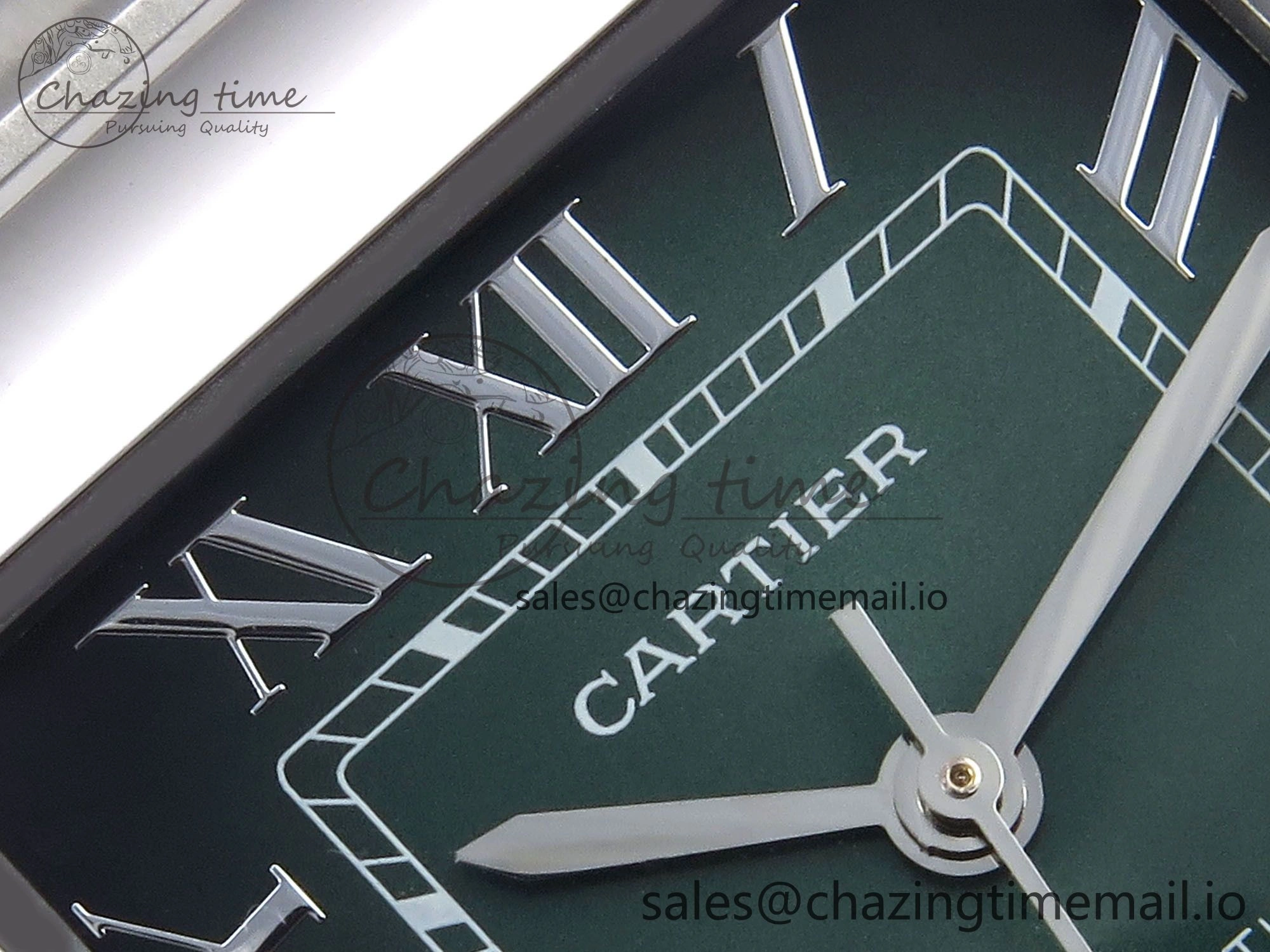 Santos de Cartier 35mm SS AF 1:1 Best Edition Green Dial on SS SmartLinks Bracelet MIYOTA Durable 5885