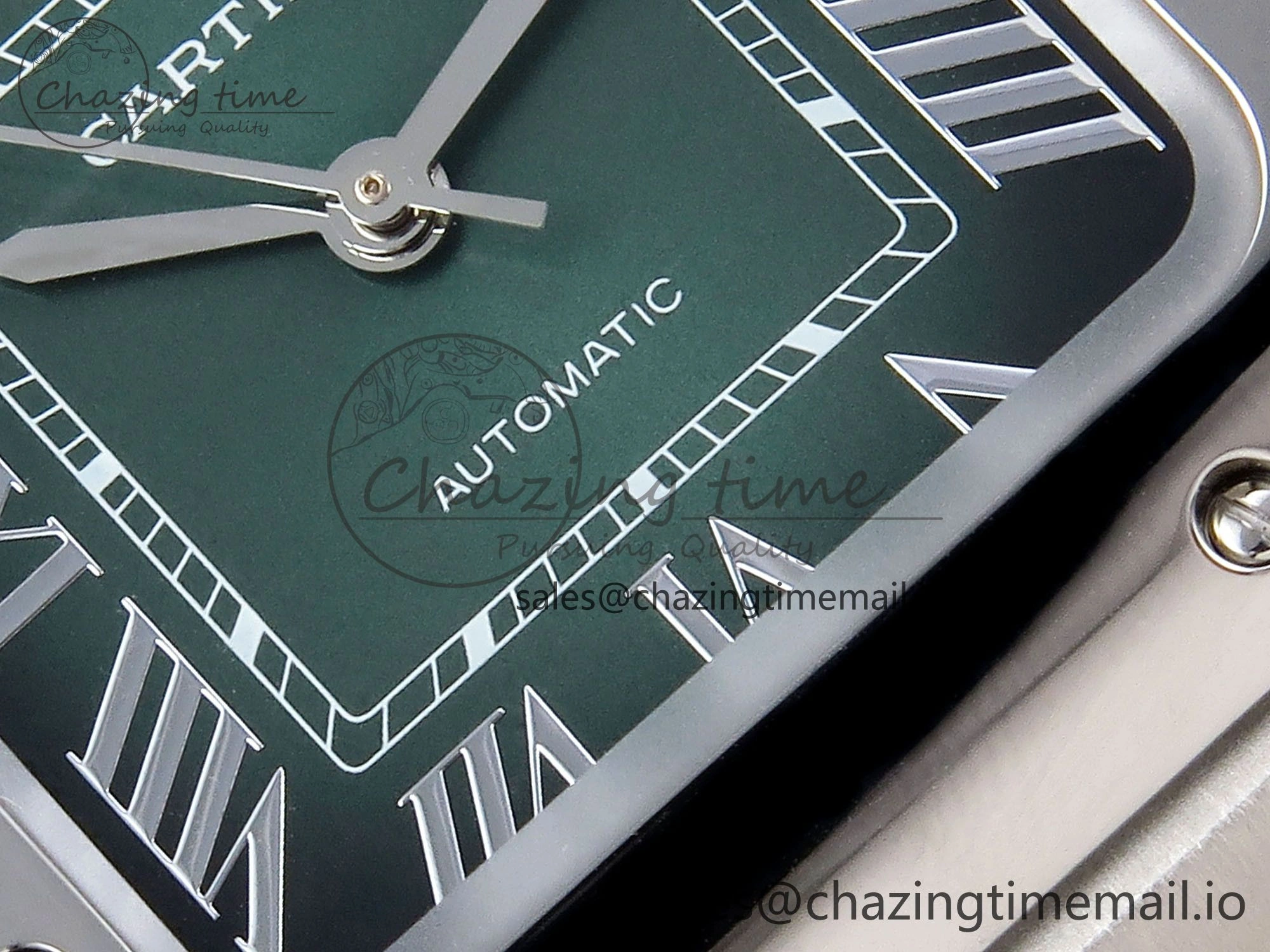 Santos de Cartier 35mm SS AF 1:1 Best Edition Green Dial on SS SmartLinks Bracelet MIYOTA Durable 5885