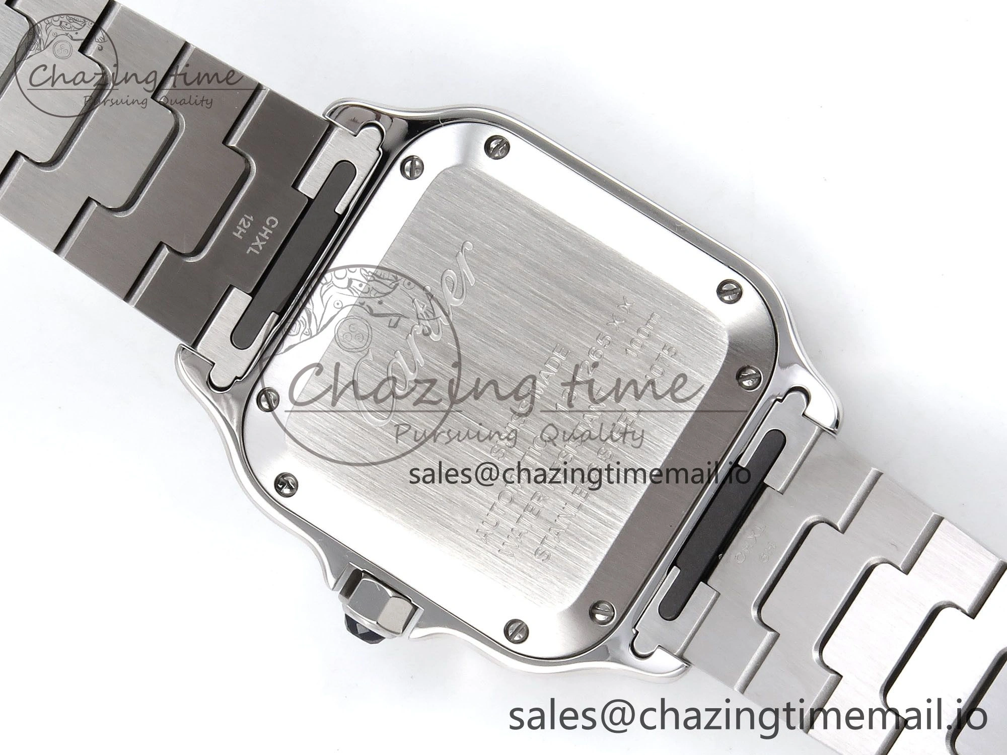 Santos de Cartier 35mm SS AF 1:1 Best Edition Green Dial on SS SmartLinks Bracelet MIYOTA Durable 5885