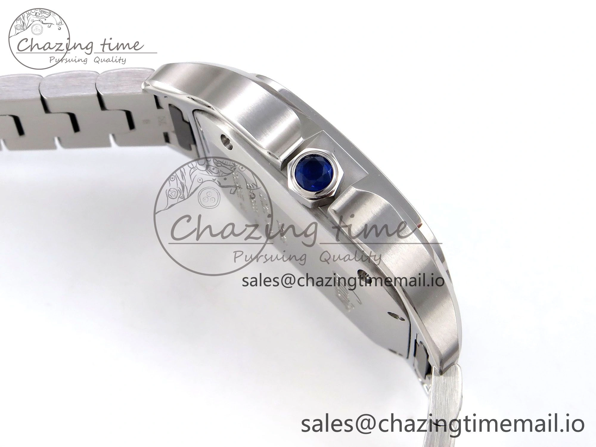 Santos de Cartier 35mm SS AF 1:1 Best Edition Green Dial on SS SmartLinks Bracelet MIYOTA Durable 5885