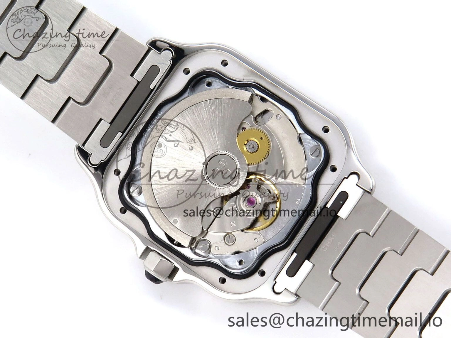 Santos de Cartier 35mm SS AF 1:1 Best Edition Green Dial on SS SmartLinks Bracelet MIYOTA Durable 5885