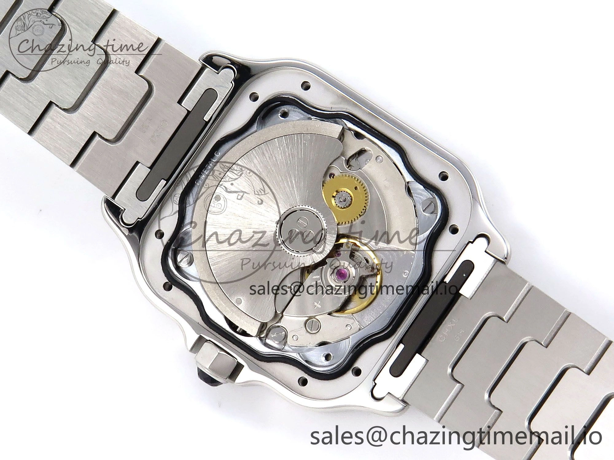Santos de Cartier 35mm SS AF 1:1 Best Edition Green Dial on SS SmartLinks Bracelet MIYOTA Durable 5885