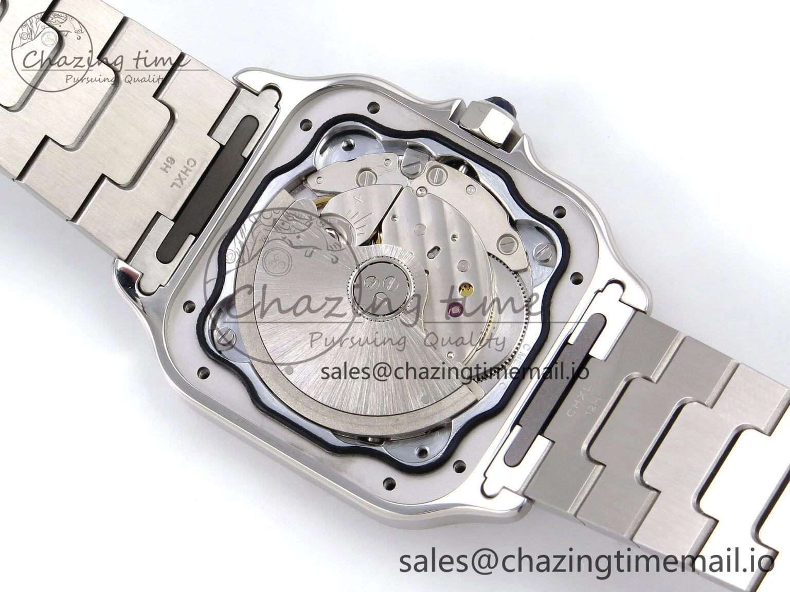 Santos de Cartier 35mm SS AF 1:1 Best Edition Green Dial on SS SmartLinks Bracelet MIYOTA Durable 5885