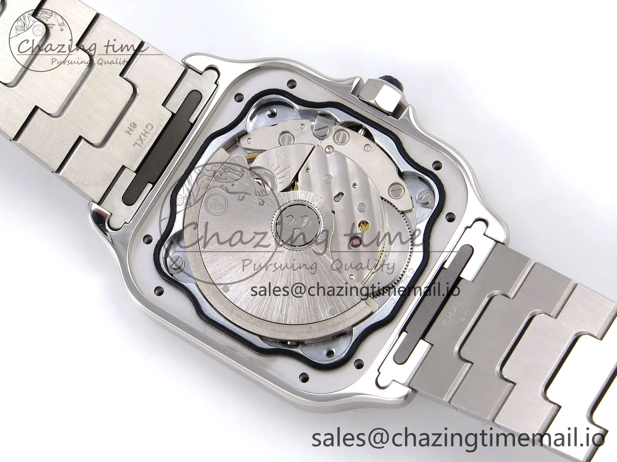 Santos de Cartier 35mm SS AF 1:1 Best Edition Green Dial on SS SmartLinks Bracelet MIYOTA Durable 5885
