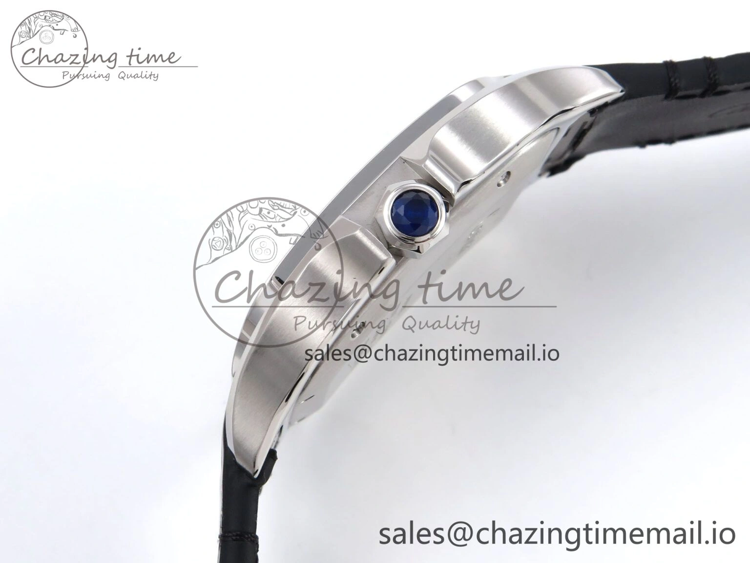 Santos de Cartier 35mm SS AF 1:1 Best Edition White Dial on Black Leather Strap MIYOTA Resilient 5877